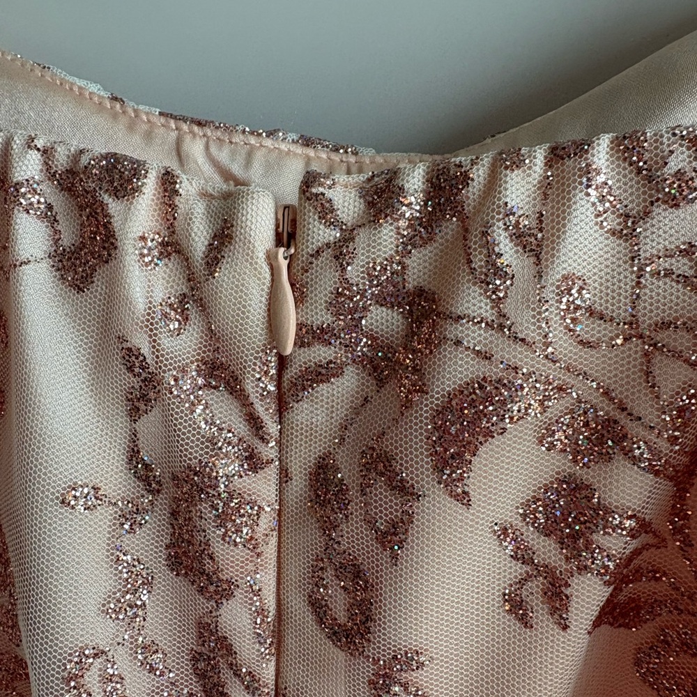 DEB Elegant coral LACE Dress with Floral Pattern 5/6 - Picture 5 of 7